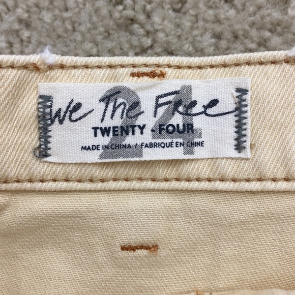 FP Free People Distressed Denim Skirt Asymmetrical Butter Yellow NWT Size 24 - Picture 4 of 8